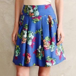 Anthropologie Blue Floral Skirt
